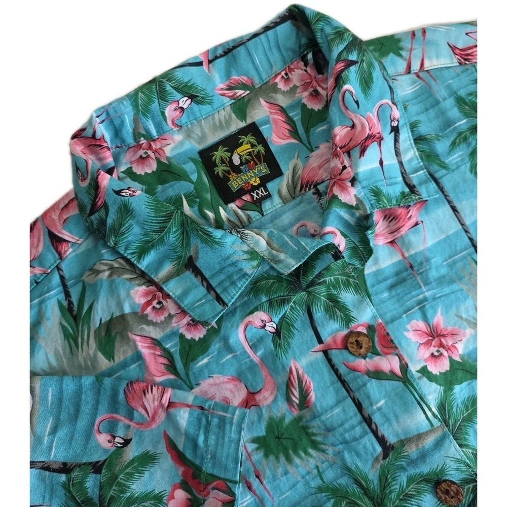 Benny's Women's Flamingos Hawaiian Shirt 2XL COLORFUL